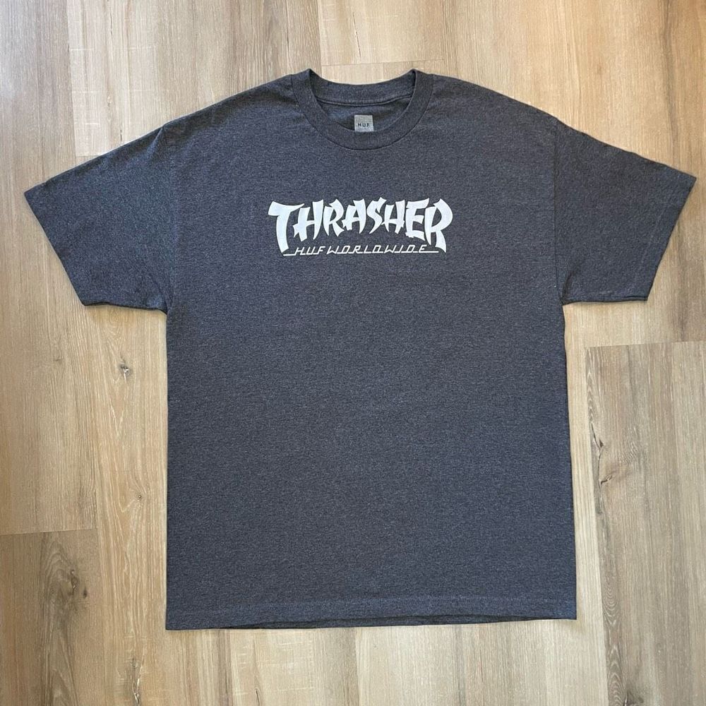 Thrasher Huff Worldwide Men’s XL Skate Grey Short Sleeve T-Shirt Gothic Devil